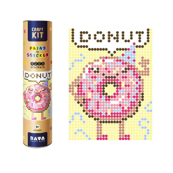 Картина за номерами стікерами в тубусі "Пончик" 1200 стікерів 1869 33х48 см