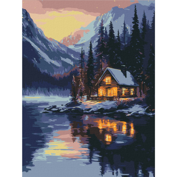 Картина за номерами "Зимовий захід сонця" RBS1023 30х40 см Картина за номерами "Зимовий захід сонця" RBS1023 30х40 см