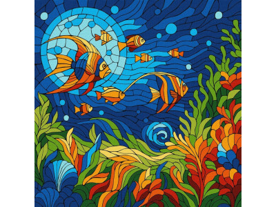 Картина за номерами "Вітраж. Морський світ" ©art_selena_ua KHO5171 30x30 см