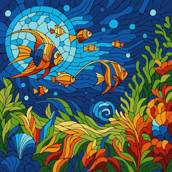 Картина за номерами "Вітраж. Морський світ" ©art_selena_ua KHO5171 30x30 см