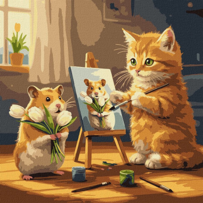 Картина за номерами "Кіт художник" ©art_selena_ua KHO6758 40х40 см