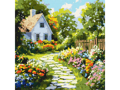 Картина за номерами "Квіти біля хатини" ©art_selena_ua KHO6383 40х40 см