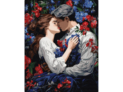 Картина за номерами "Поцілунок у квітучому саду" BS53897, 40х50см