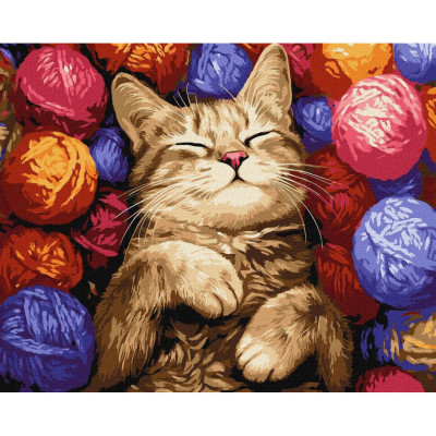 Картина за номерами "Кіт у клубочках" ©art_selena_ua KHO6710 40х50 см