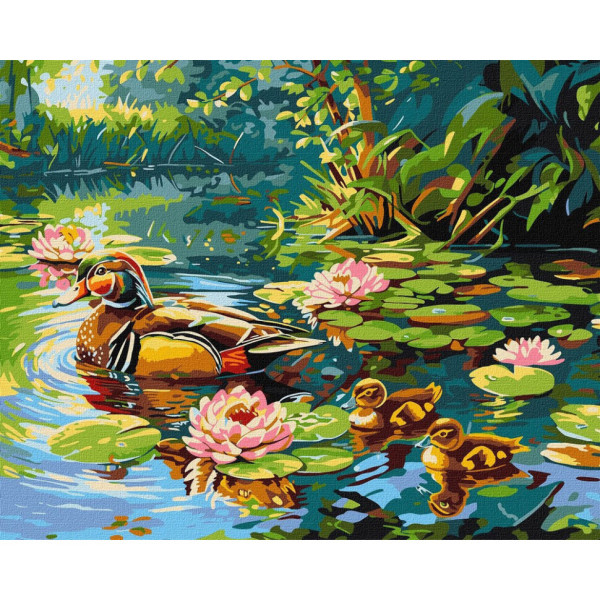 Картина за номерами "Качине сімейство" ©art_selena_ua KHO6656 40х50см