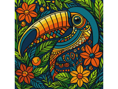 Картина за номерами "Вітраж. Тукан" ©art_selena_ua KHO5163 30х30 см