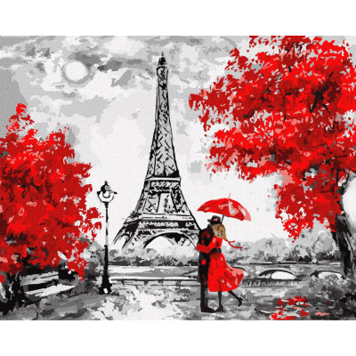 Картина за номерами "Дощовий Париж" Ідейка KHO4819 40х50 см