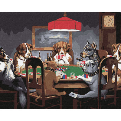 Картина за номерами "Собаки грають у покер ©Кассіус Кулідж" Ідейка KHO4327 40х50 см