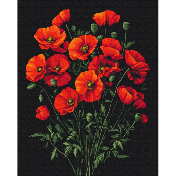 Картина за номерами "Чарівність маків" BS54146, 40х50 см Картина за номерами "Чарівність маків" BS54146, 40х50 см
