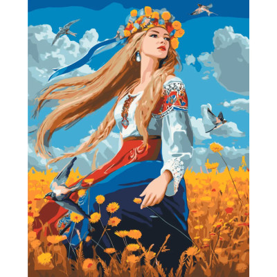 Картина за номерами "Дівчина у вишиванці" LW31530 pbn-p 40х50 см Картина за номерами "Дівчина у вишиванці" LW31530 pbn-p 40х50 см