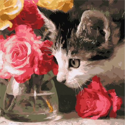 Картина за номерами "Пухнастий дослідник" ©art_selena_ua KHO6804 40х40 см