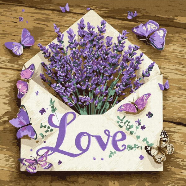 Картина за номерами "Лаванда в конверті" ©art_selena_ua KHO5175 40x40 см