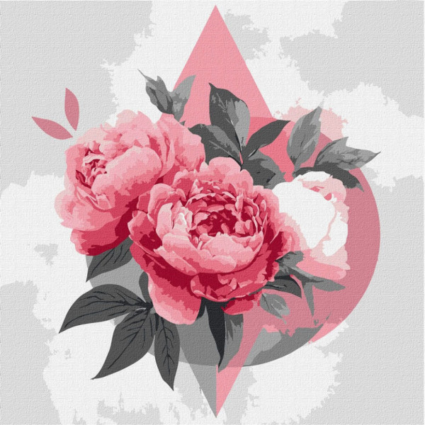 Картина за номерами "Геометричні фігури з півоніями" ©art_selena_ua KHO3315 30х30 см