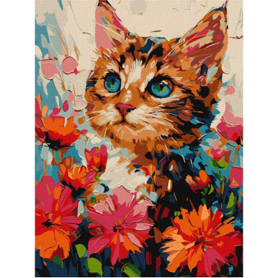 Картина за номерами "Котик у квітах" KHO6599 30х40см