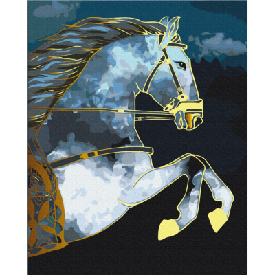 Картина за номерами "Скакун у сутінках" із золотою фарбою Brushme BS53041 40х50 см