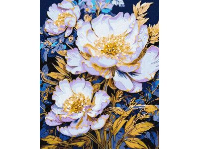 Картина за номерами "Елегантні квіти з фарбами металік extra" KHO3259 40х50см