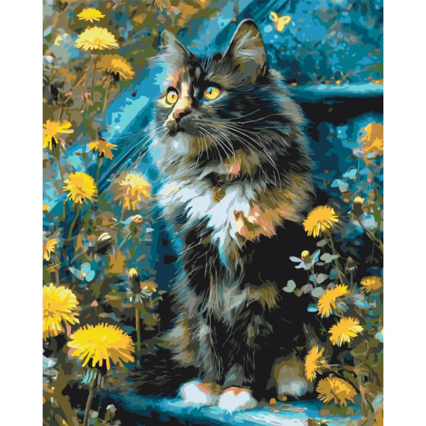 Картина за номерами "Котик у кульбабах" LW3009-01 40х50 см
