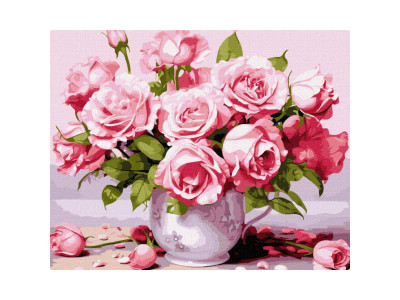 Картина за номерами "Рожеві троянди" KHO3254 40х50 см