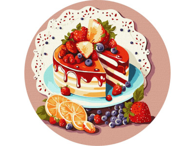 Картина за номерами "Фруктовий десерт" KHO-R1030 діаметр 33 см