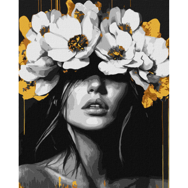 Картина за номерами "Пелюсткова гармонія" Ідейка KHO8506 40х50 см з фарбами металік