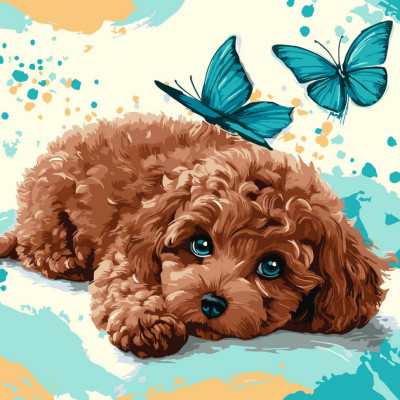 Картина за номерами "Милий пудель" ©art_selena_ua KHO6793 40х40 см