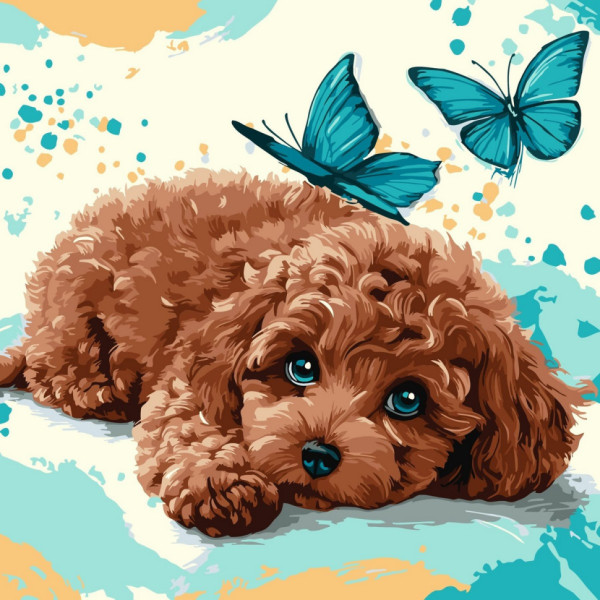 Картина за номерами "Милий пудель" ©art_selena_ua KHO6793 40х40 см