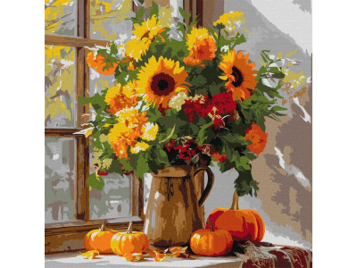 Картина за номерами "Осінній букет із соняхів" ©art_selena_ua KHO5740 40x40 см