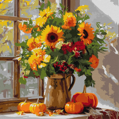 Картина за номерами "Осінній букет із соняхів" ©art_selena_ua KHO5740 40x40 см