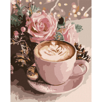 Картина за номерами "Новорічний капучино" KHO5743 з фарбами металік 40х50 см Картина за номерами "Новорічний капучино" KHO5743 з фарбами металік 40х50 см