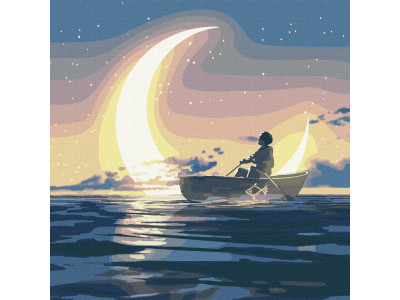 Картина за номерами "Зачарований місяцем з фарбами металік" Ідейка KHO5039 50х50 см