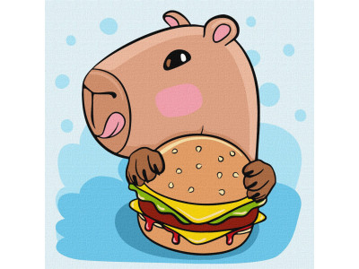 Картина за номерами "Капібара та бургер" KHO1276 30х30 см