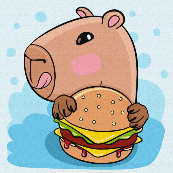 Картина за номерами "Капібара та бургер" KHO1276 30х30 см