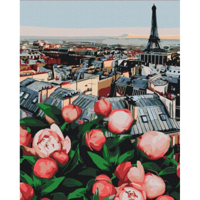 Картина за номерами "Піони з видом на Париж" BS53781, 40х50 см