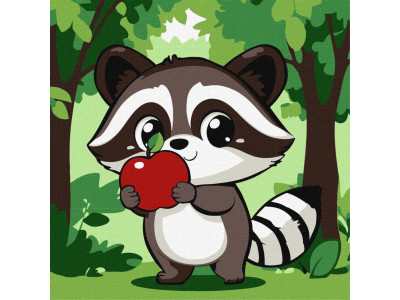 Картина за номерами "Милий єнот з яблучком" ©art_selena_ua KHO6719 30х30 см