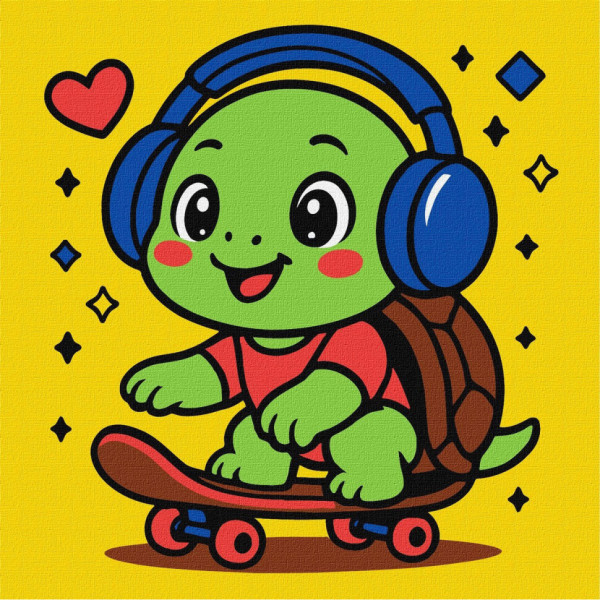 Картина за номерами "Черепашка на скейті" ©art_selena_ua KHO1290 25х25 см