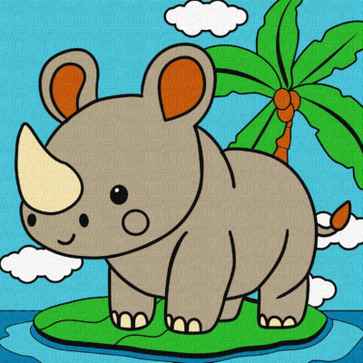 Картина за номерами "Носоріг" KHO9072 25х25 см