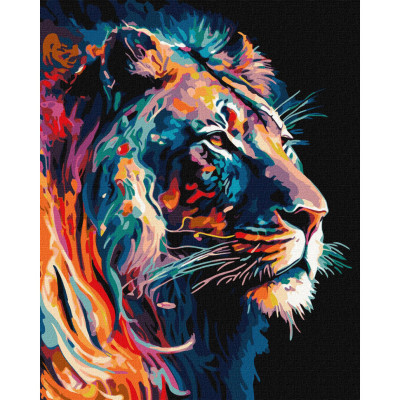 Картина за номерами "Граціозний лев" ©art_selena_ua Ідейка KHO6517 40х50 см з фарбами металiк extra