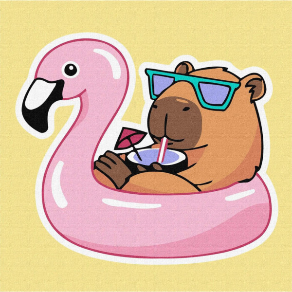 Картина за номерами "Капібара у відпустці" ©art_selena_ua KHO6743, 40х40 см Картина за номерами "Капібара у відпустці" ©art_selena_ua KHO6743, 40х40 см