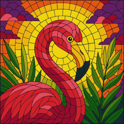 Картина за номерами "Вітраж. Фламінго" ©art_selena_ua KHO5165 30х30 см