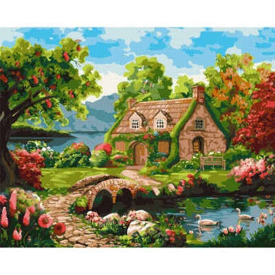 Картина за номерами "Квітучий будиночок" Ідейка KHO6312 40х50 см