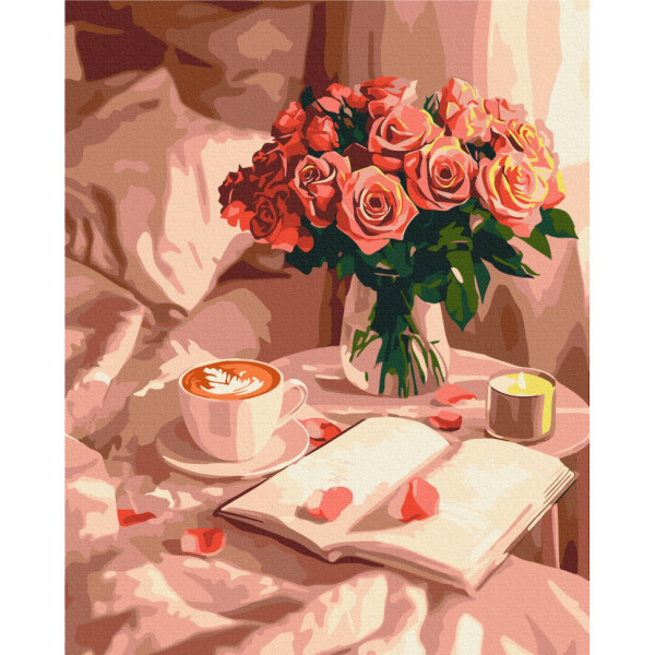 Картина за номерами "Аромат троянд та кави" BS54286 40х50 см