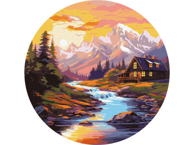 Картина за номерами "Будинок біля річки" KHO-R1019 діаметр 39 см