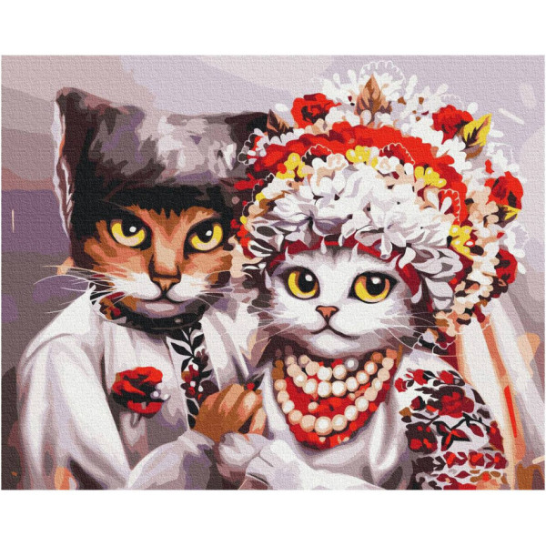 Картина за номерами "Весілля українських котиків" © Маріанна Пащук Brushme BS53340 40х50 см Картина за номерами "Весілля українських котиків" © Маріанна Пащук Brushme BS53340 40х50 см