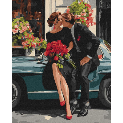 Картина за номерами "Романтична пара біля авто" ©art_selena_ua KHO8703 40х50 см