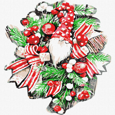Картина за номерами "Різдвяний вінок" ©fashionillustration_tania KHO5071 30х30 см