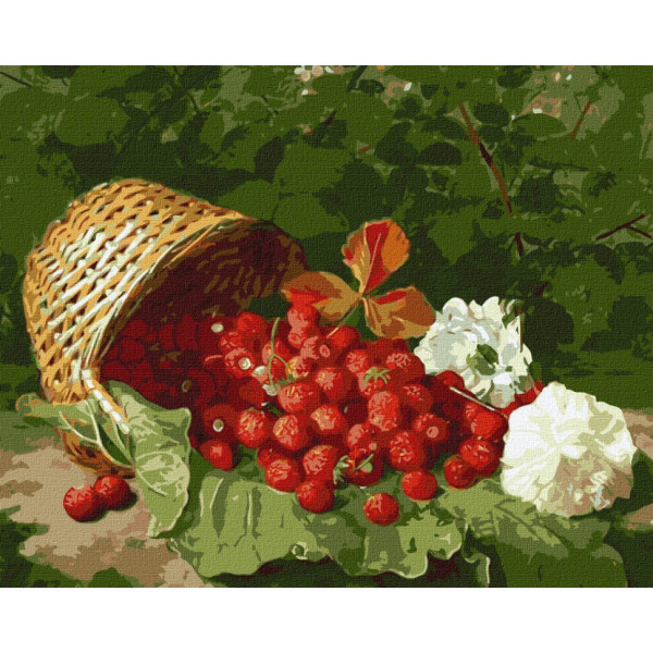 Картина за номерами "Кошик з полуницею" ©William Hammer Ідейка KHO5662 40х50 см Картина за номерами "Кошик з полуницею" ©William Hammer Ідейка KHO5662 40х50 см