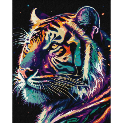 Картина за номерами "Фантастичний тигр" KHO6527 з фарбами металік 40х50 см