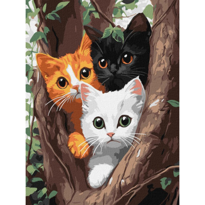 Картина за номерами "Котики на дереві" ©art_selena_ua KHO6736 30х40 см