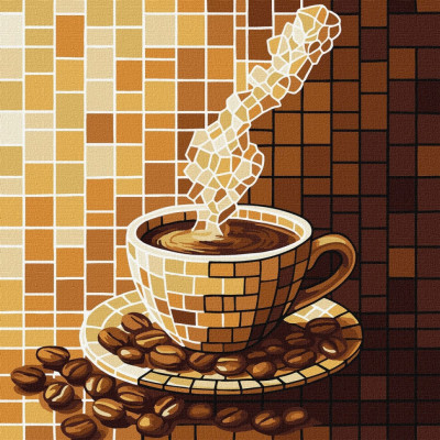 Картина за номерами "Вітраж. Кава" ©art_selena_ua KHO5166 30х30 см