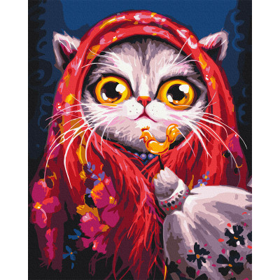 Картина за номерами "Киця в хустинці" © Маріанна Пащук BS54250 40х50 см